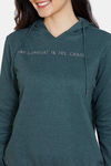 Zivame Fleece Marl Knit Cotton Hoodie With Soft Brushed Back - Ponderosa Pine — thumbnail 5